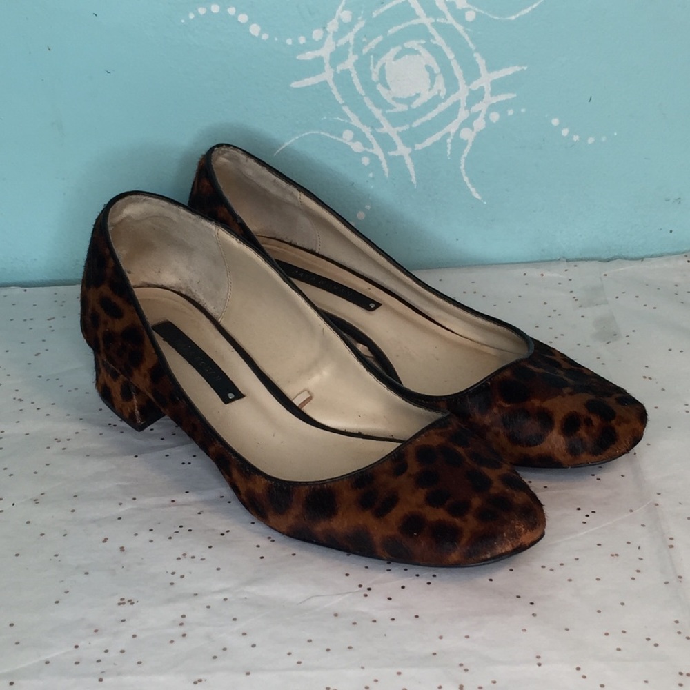 Zara Cheetah Print Calf Hair Block Heel Pump - 41